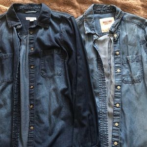2 Womens Long Sleeve Chambray Button Downs